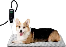 32x20 Inch Dog Heating Pad, Heated Dog Bed Indoor, Heated Cat Bed with Steel-Wrapped Cord, 25-Level Timer & 11-Level Adjustable Temperature Pet Heating Pad