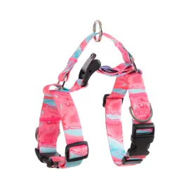 Adjustable No Pull Dog Harness, Double-Lined M - Marble Pink