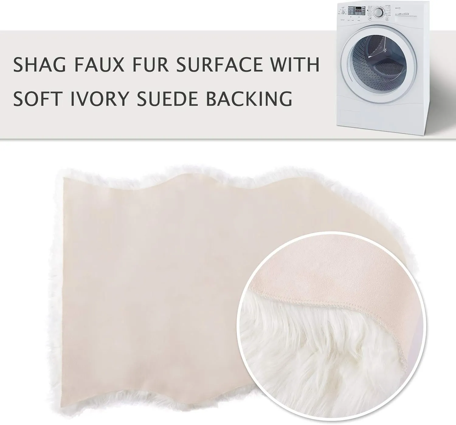 Asrug Soft Faux Fur Pet Mat Plush and Fluffy Dog Rug Ultra Cozy Pet Throw Rug for Dogs Cats, Luxury Soft Faux Sheepskin Chair Cover Seat Pad Shag Fur Dog Rugs Bed for Bedroom, White, 3ftx5ft