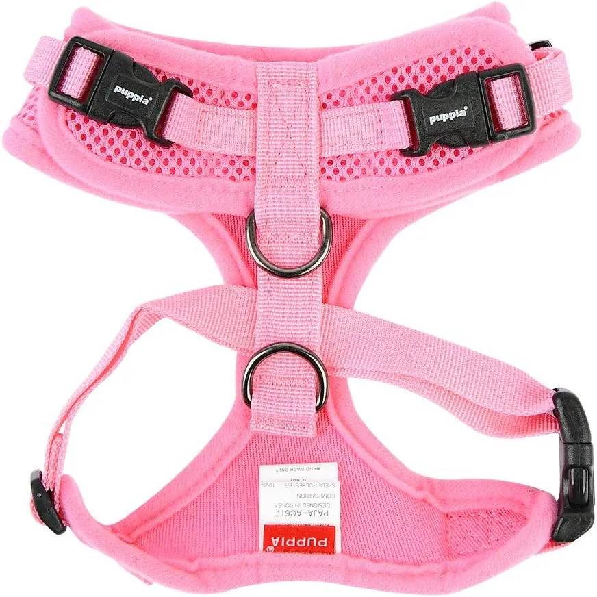 Authentic Puppia RiteFit Harness with Adjustable Neck, Pink, Small