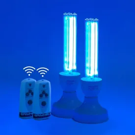 BAIMNOCM 50 Watt UV Light, UVC Germicidal Lamp with E26 Base and Remote Control, Home Disinfection Device UV Light Bulb for Basement/Bedroom/Kitchen, 2x25W Ultraviolet Light Lamp