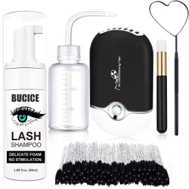 BUCICE Eyelash Extension Cleanser Lash Mousse Lash Shampoo for Extensions & Detachable Eyelash Mirror Stainless Steel Eyelash Makeup Mirror for Professional & Home Use