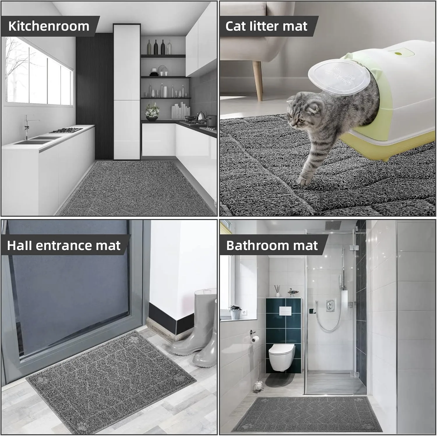 Cat Litter Box Mat, 35" x 24" Large Kitty Litter Trapping Mat Keep Floor Clean, Litter Box Mat Scatter Control, Waterproof, Easy to Clean, Durable Large Size Litter Mats for Floor