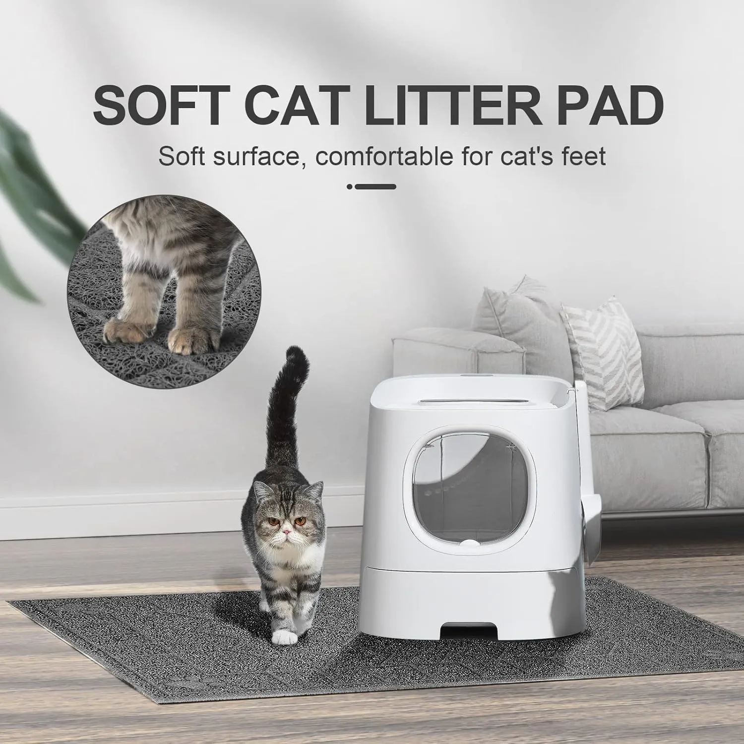 Cat Litter Box Mat, 35" x 24" Large Kitty Litter Trapping Mat Keep Floor Clean, Litter Box Mat Scatter Control, Waterproof, Easy to Clean, Durable Large Size Litter Mats for Floor