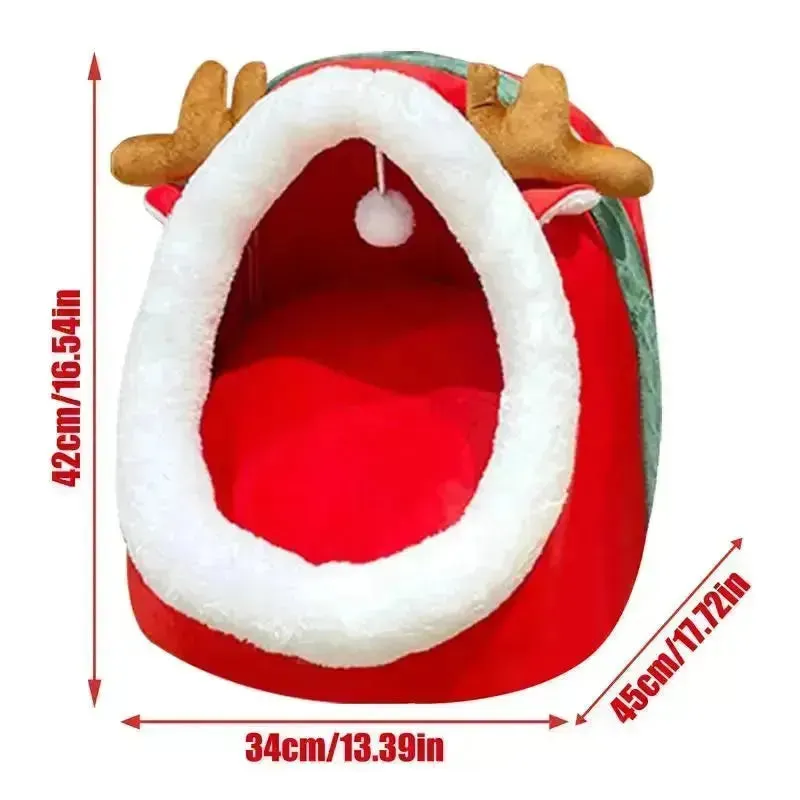 Christmas Semi-Enclosed Cat Bed