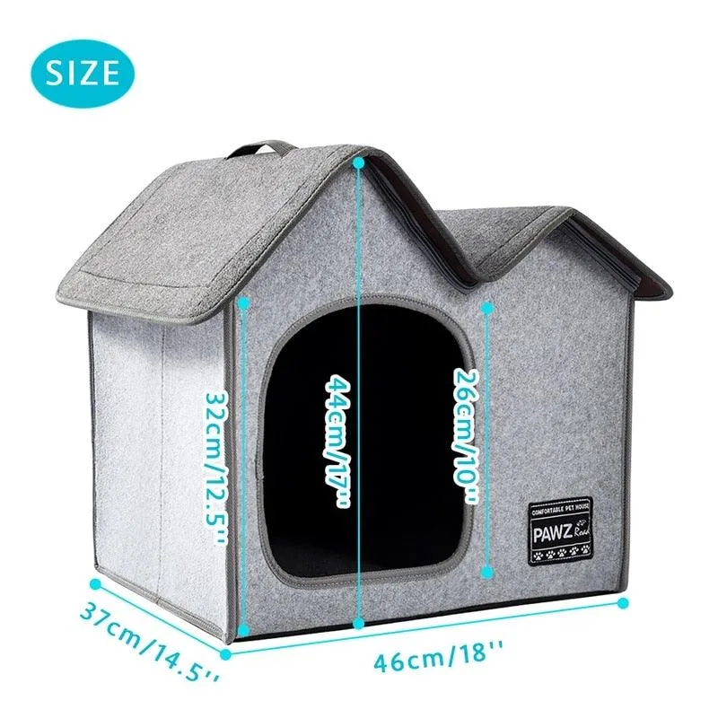 Cozy Dual-Chamber Winter Pet Retreat with Reversible Cushion - Choose from 2 Stylish Colors