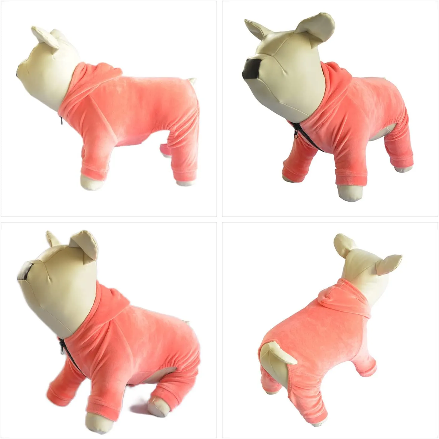 Dog Pajamas Pet Jumpsuits PJS for All Seasons, Velvet Dog Hoodies 4 Legs Four Feet Dog Onesies Stylish PJS Puppy Costume Cotton Liner Warm Pet Clothes for Small Medium Large Dogs Lobster Pink L