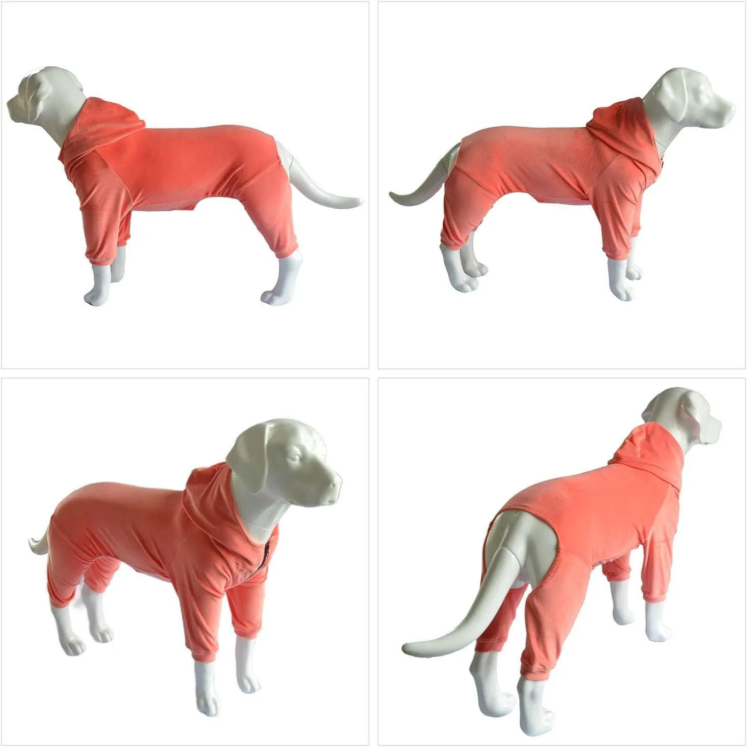 Dog Pajamas Pet Jumpsuits PJS for All Seasons, Velvet Dog Hoodies 4 Legs Four Feet Dog Onesies Stylish PJS Puppy Costume Cotton Liner Warm Pet Clothes for Small Medium Large Dogs Lobster Pink L