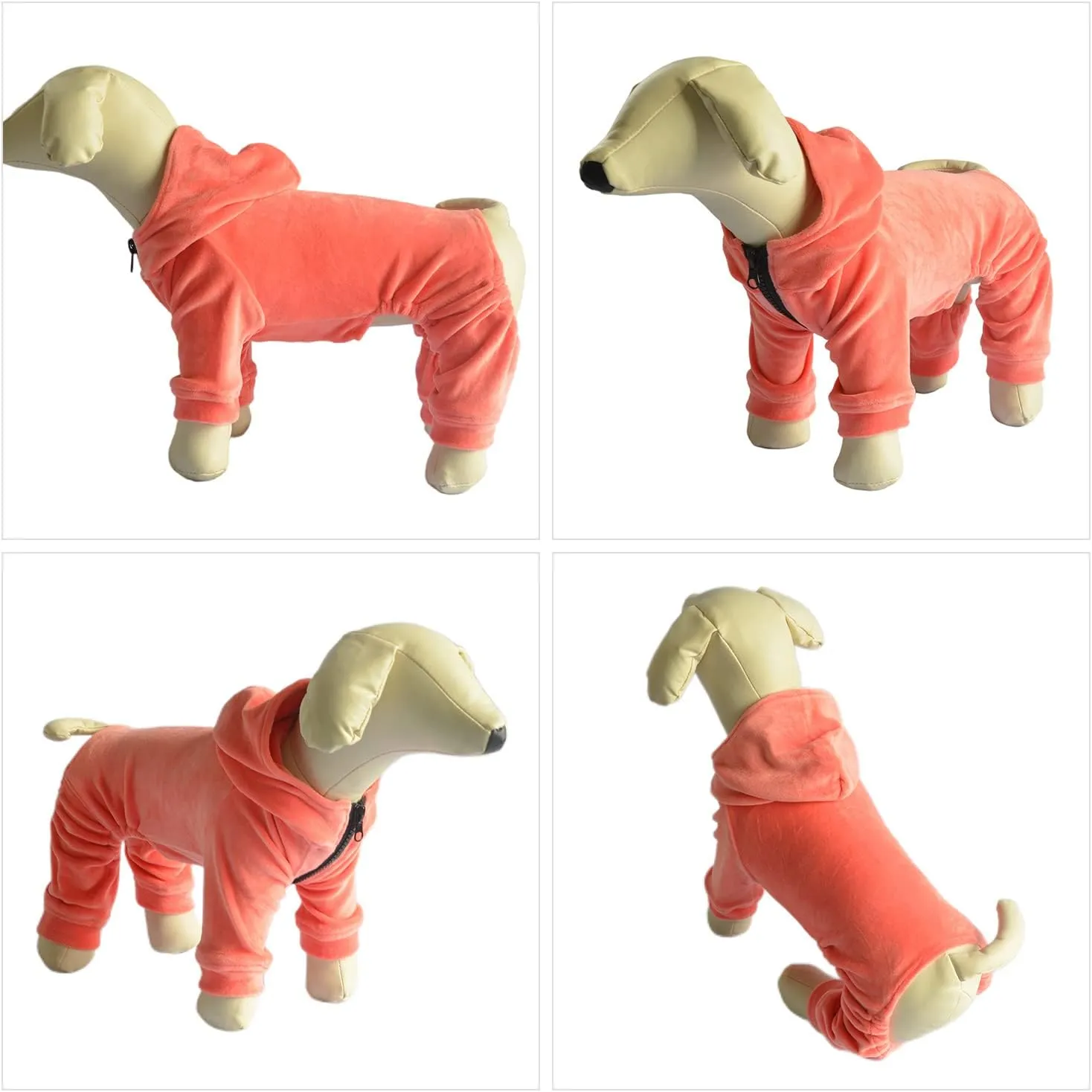 Dog Pajamas Pet Jumpsuits PJS for All Seasons, Velvet Dog Hoodies 4 Legs Four Feet Dog Onesies Stylish PJS Puppy Costume Cotton Liner Warm Pet Clothes for Small Medium Large Dogs Lobster Pink L