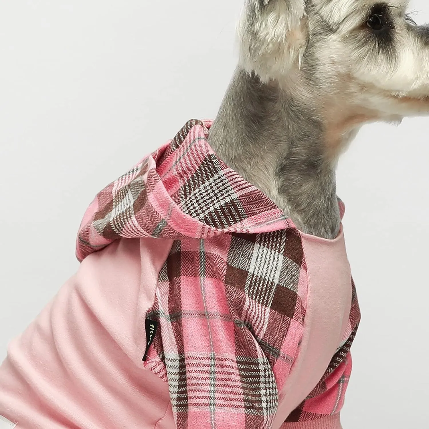 Fitwarm 100% Cotton Girl Plaid Dog Clothes Lightweight Puppy Hoodie Pet Sweatshirt Doggie Hooded Outfits Cat Apparel Pink X-Large