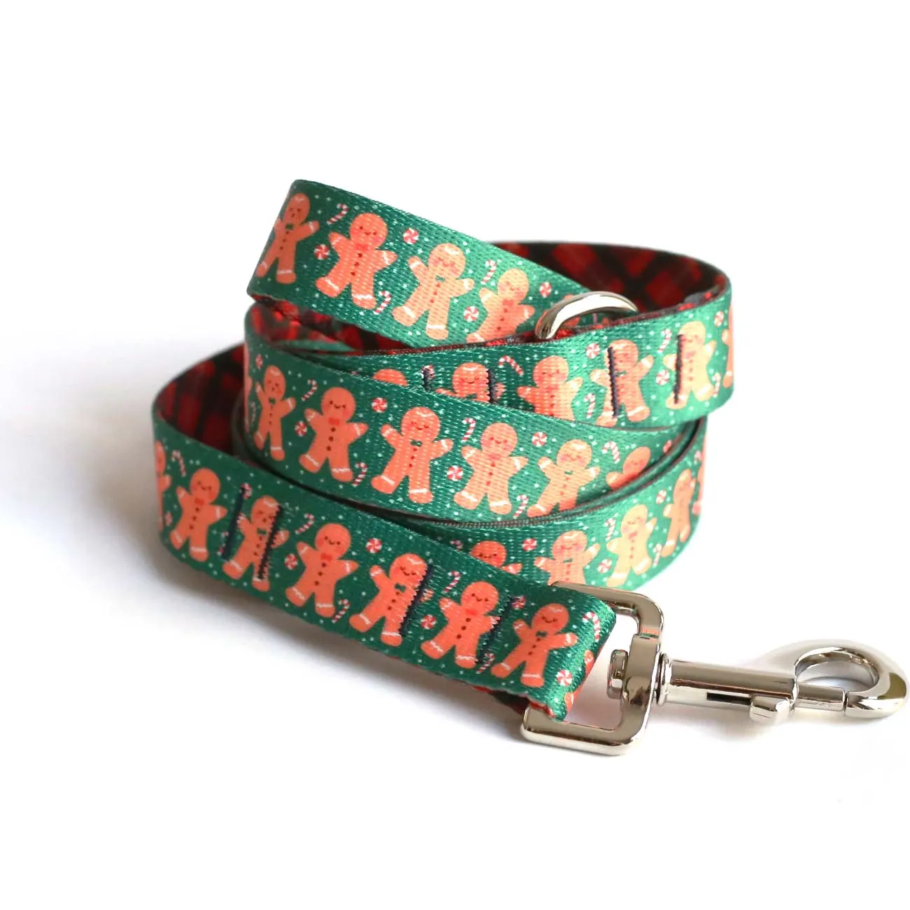 Gingerbread & Cranberry Plaid Dog Leash