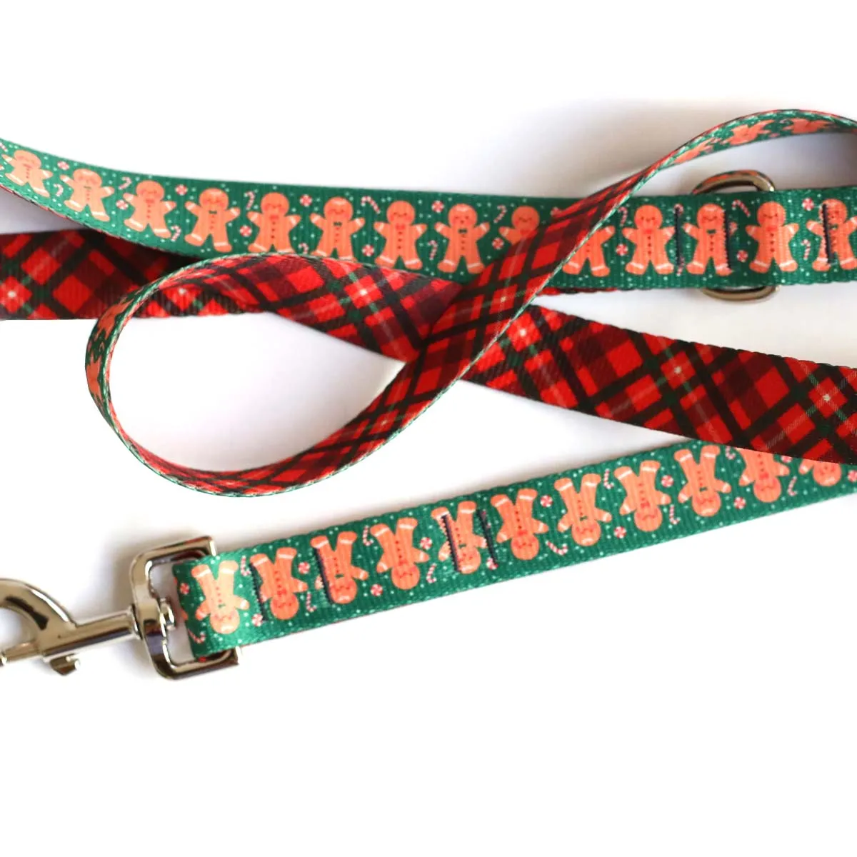 Gingerbread & Cranberry Plaid Dog Leash