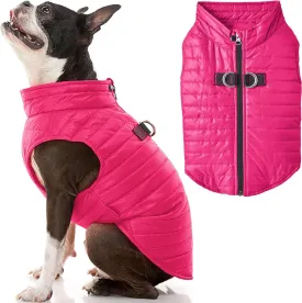 Gooby Puffer Vest Dog Jacket - Pink, Large - Ultra Thin Zip Up Wind Breaker with Dual D Ring Leash - Water Resistant Small Dog Sweater Coat - Dog Clothes for Small Dogs Boy or Medium Dogs,Classic