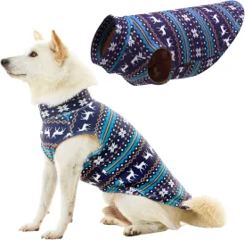 Gooby Stretch Fleece Vest - Warm Pullover Dog Jacket - Winter Dog Clothes - Soft, Super Stretchy Fleece Vest - Deer Blue, X-Small