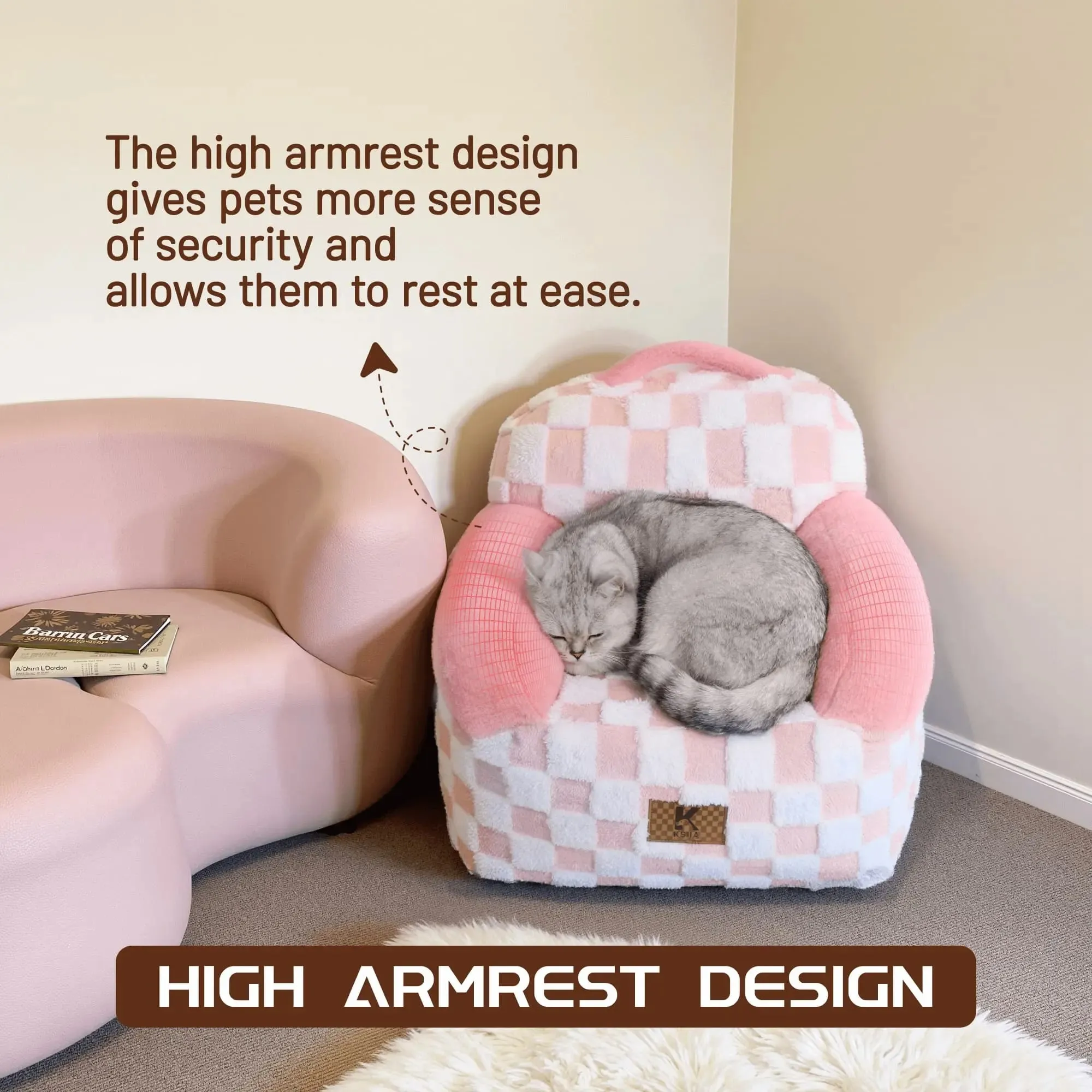 Ksiia Portable Plush Sofa Bed for Cats & Small Dogs