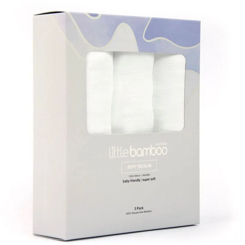 Little Bamboo - Muslin Swaddle Wrap (3pk) White