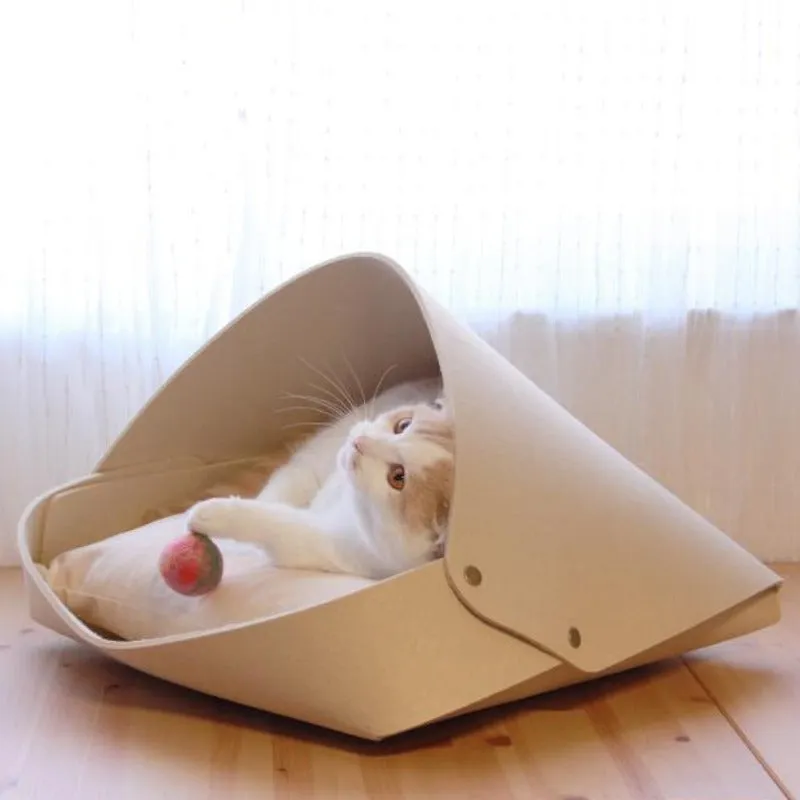 Luxe Felt Cat Cave Bed