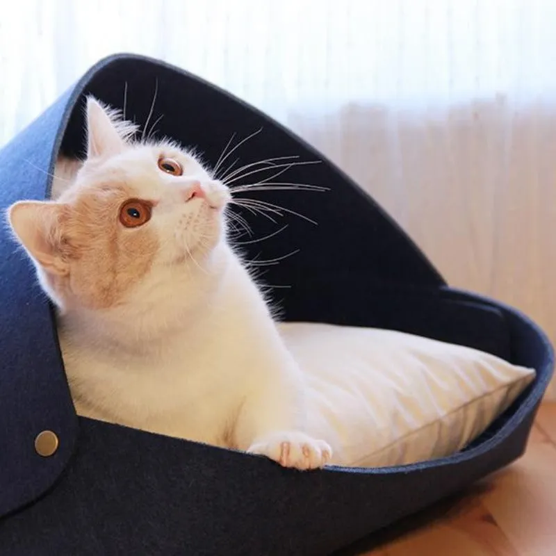 Luxe Felt Cat Cave Bed