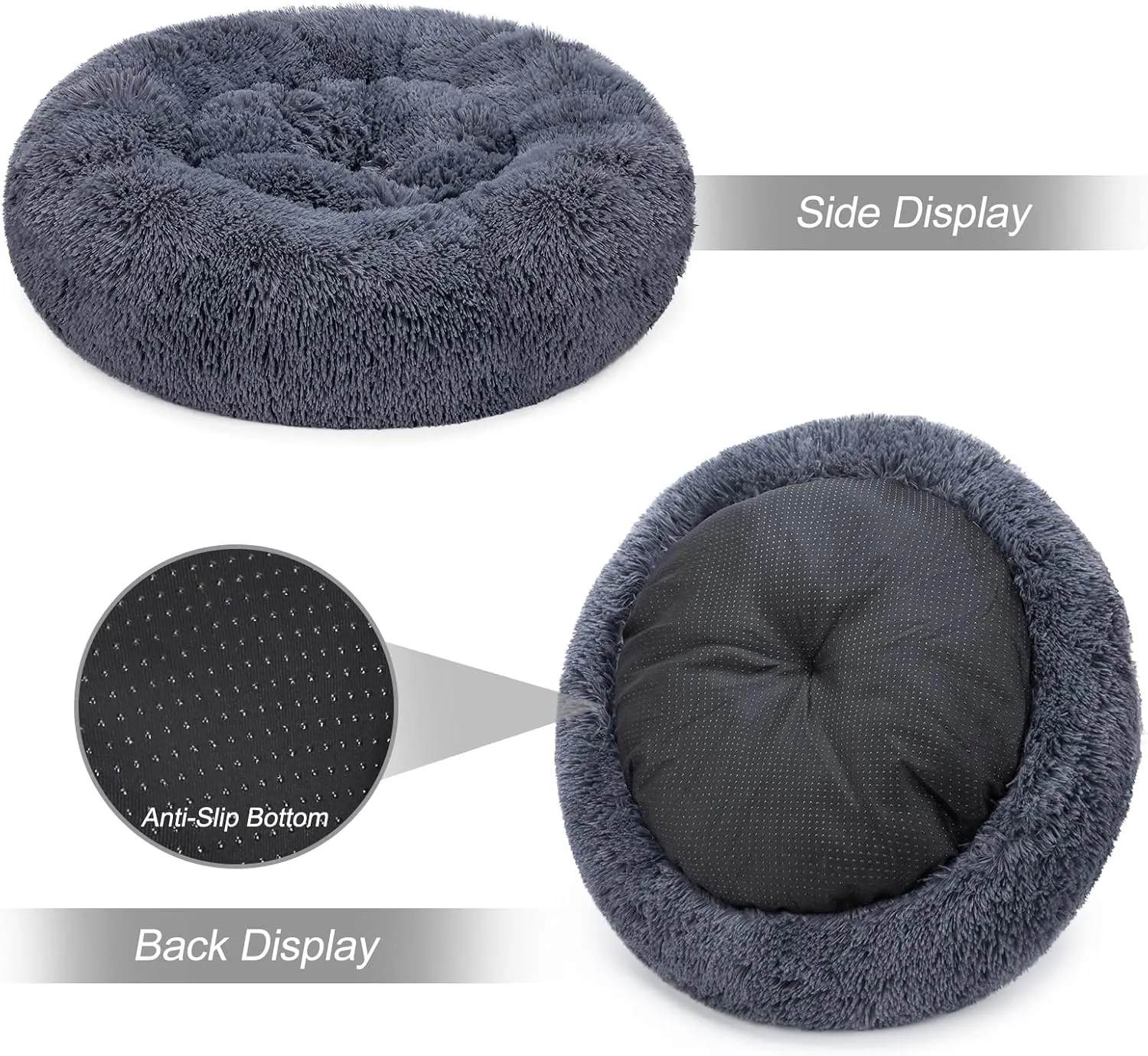 MIXJOY Orthopedic Dog Bed Comfortable Donut Cuddler Round Dog Bed Ultra Soft Washable Dog and Cat Cushion Bed (20''/23''/30''/36'') (36''x36'', Grey-Blue)