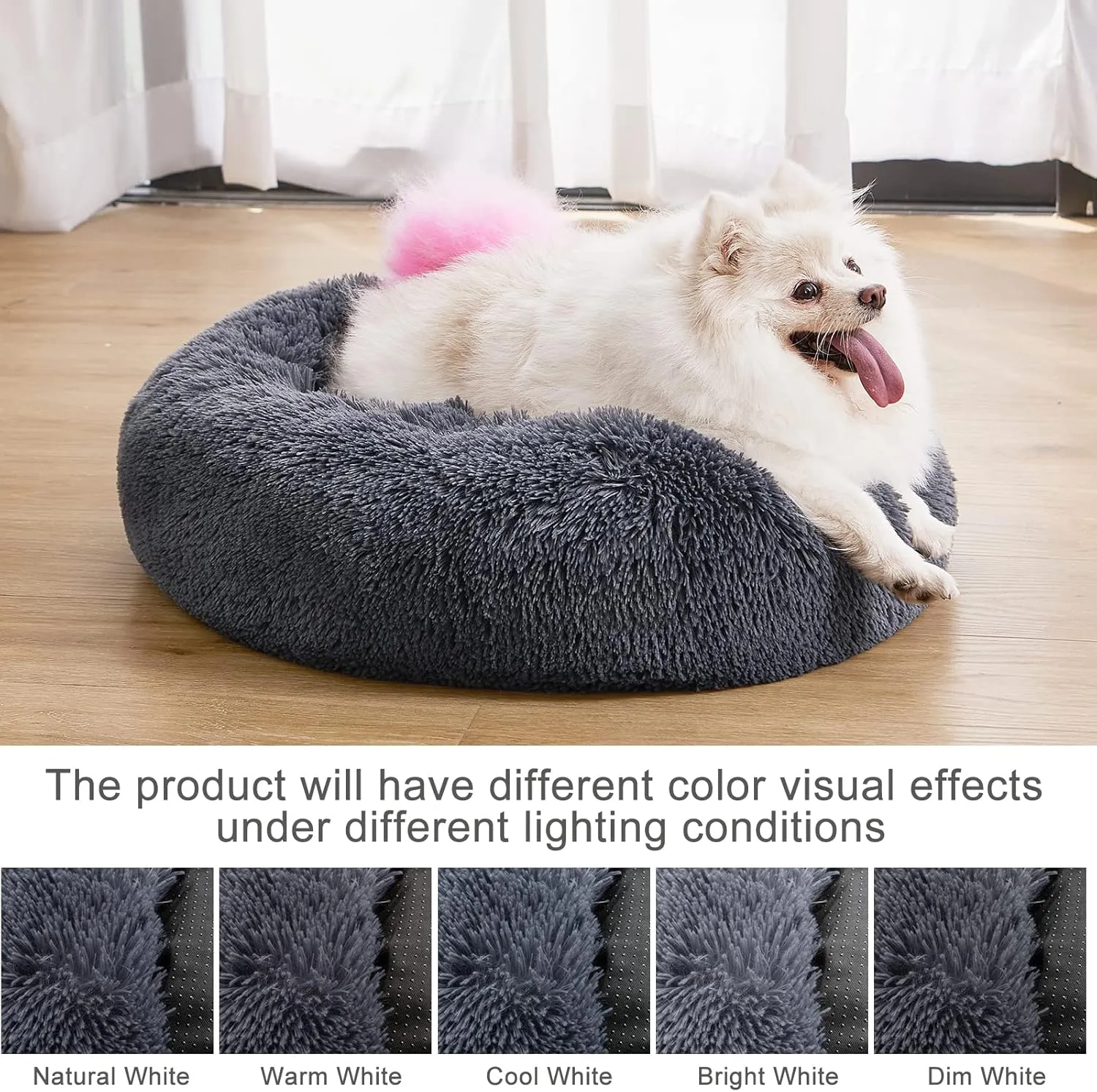 MIXJOY Orthopedic Dog Bed Comfortable Donut Cuddler Round Dog Bed Ultra Soft Washable Dog and Cat Cushion Bed (20''/23''/30''/36'') (36''x36'', Grey-Blue)