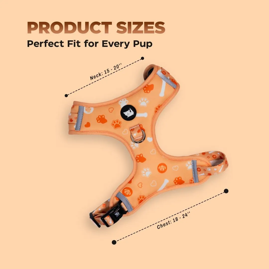 No Pull Reflective Harness for Dog, Breathable, Easy to Put On Medium & Small Cat Harness with Adjustable Straps, Secure Buckle, and Strong D-Ring for Safer Walks (Orange)
