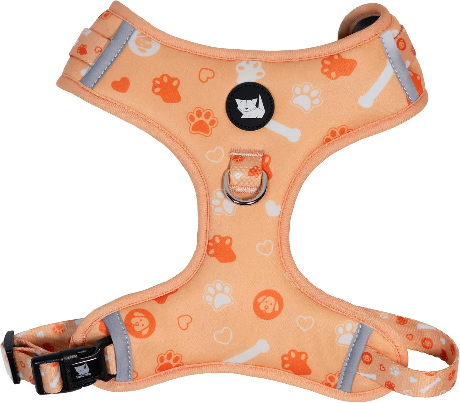No Pull Reflective Harness for Dog, Breathable, Easy to Put On Medium & Small Cat Harness with Adjustable Straps, Secure Buckle, and Strong D-Ring for Safer Walks (Orange)