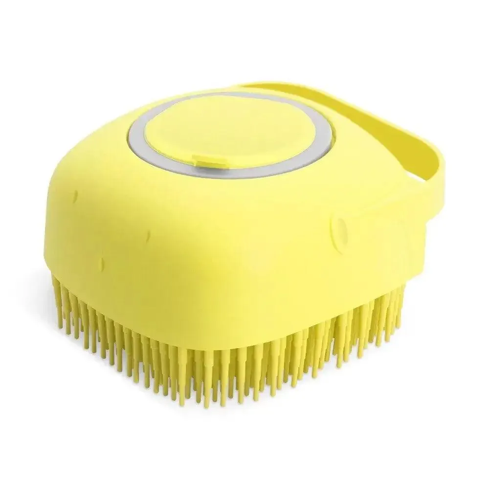 Pet Bath Brush – 2-in-1 Silicone Brush with Shampoo Dispenser, Gentle Massage Bristles, and Comfortable Non-Slip Grip for Easy Grooming and Bathing