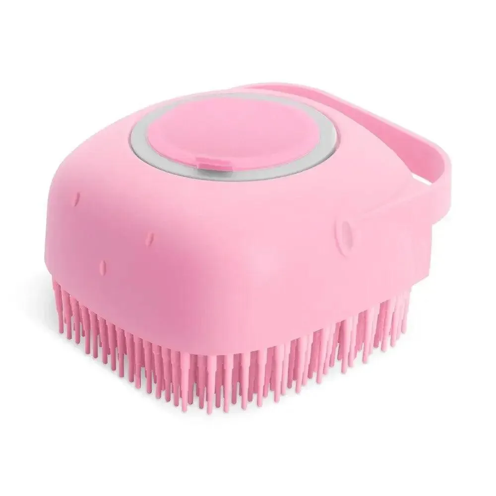 Pet Bath Brush – 2-in-1 Silicone Brush with Shampoo Dispenser, Gentle Massage Bristles, and Comfortable Non-Slip Grip for Easy Grooming and Bathing