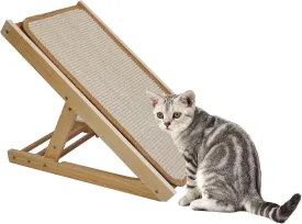 PINVNBY Tilted Angled Cat Scratcher Ramp with Replaceable Natural Sisal Mat,Incline Wooden Cat Scratching Board Three Different Adjustable Height Cat Scratch Pad Bed for Indoor Cats Kitten