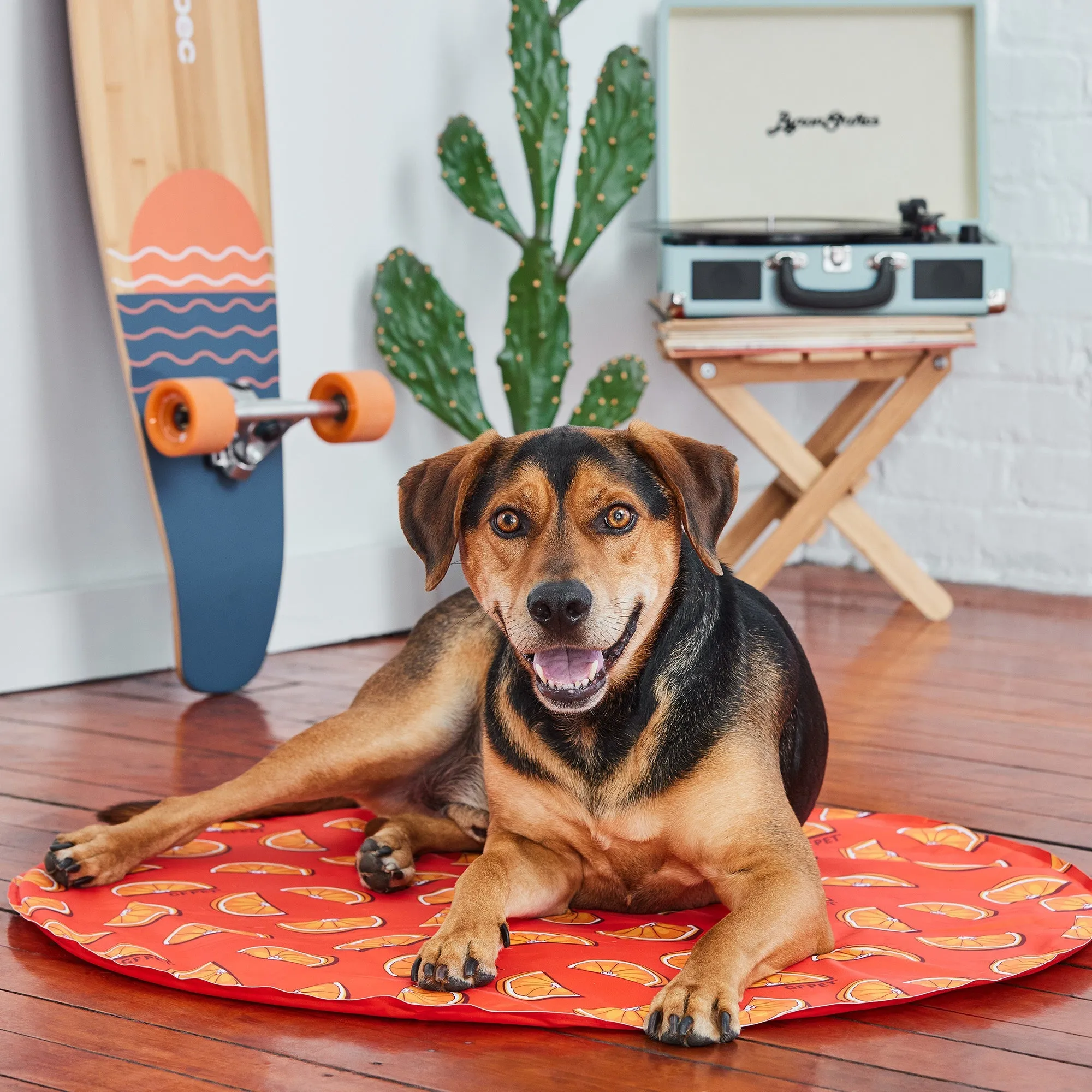 round orange ice mat