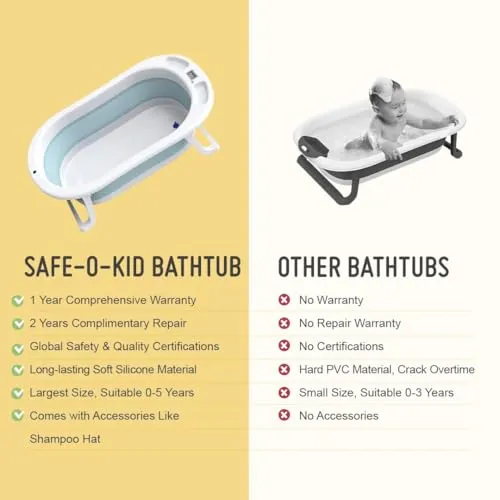 Safe-O-Kid, Foldable Baby Bath tub with Shampoo Hat- Pink