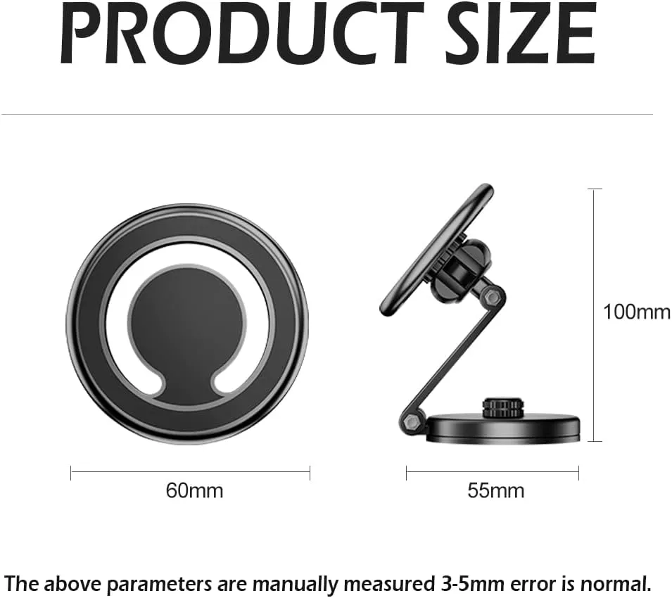 Salior Magnetic Phone Holder for Car, 48 N50 Strong Magnets, 360 Flexible Transformation, Compatible with All Phones, Black