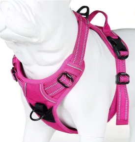 Soft Front Dog Harness .Best Reflective No Pull Harness with Handle and 2 Leash Attachments
