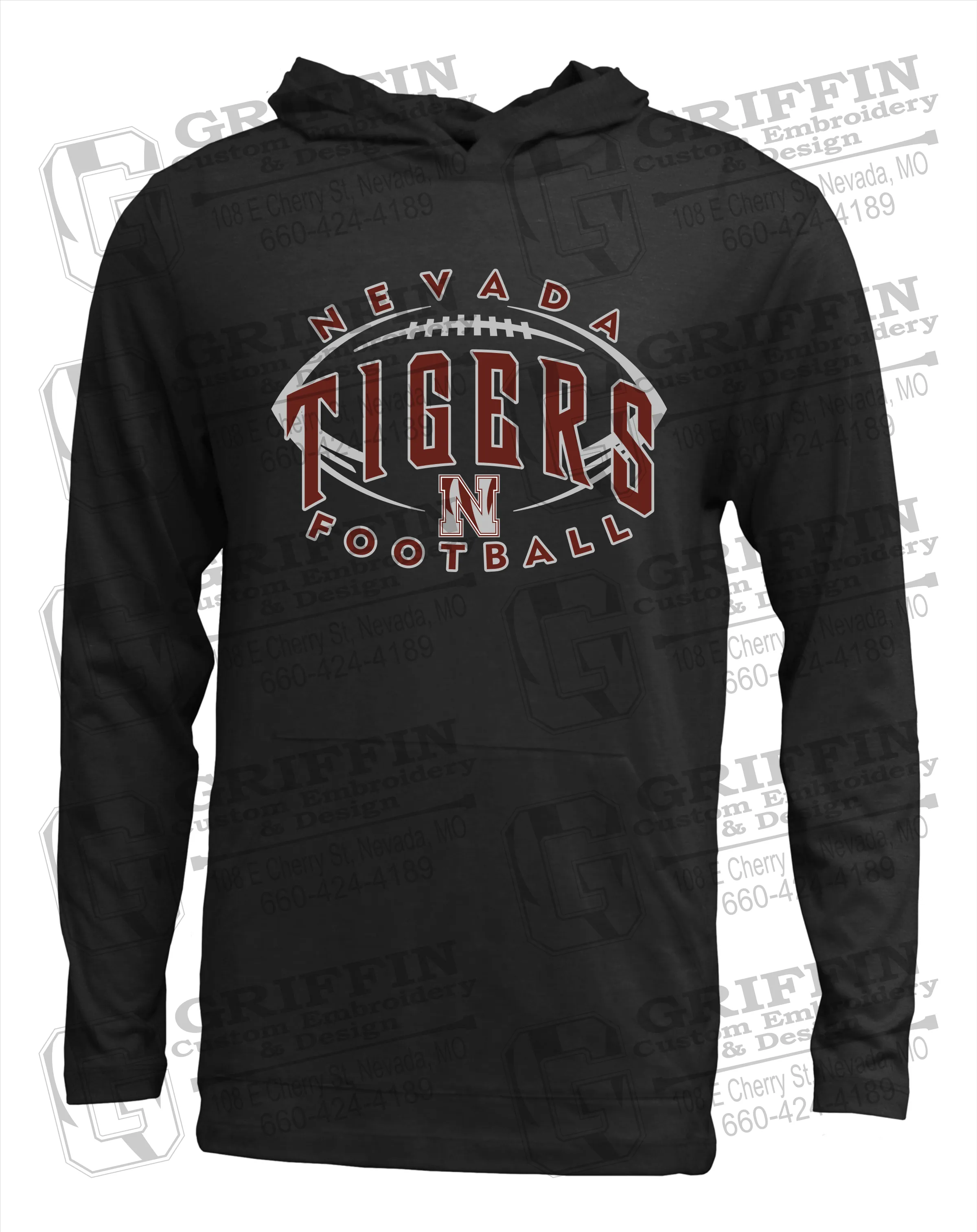 Soft-Tek T-Shirt Hoodie - Football - Nevada Tigers 24-G