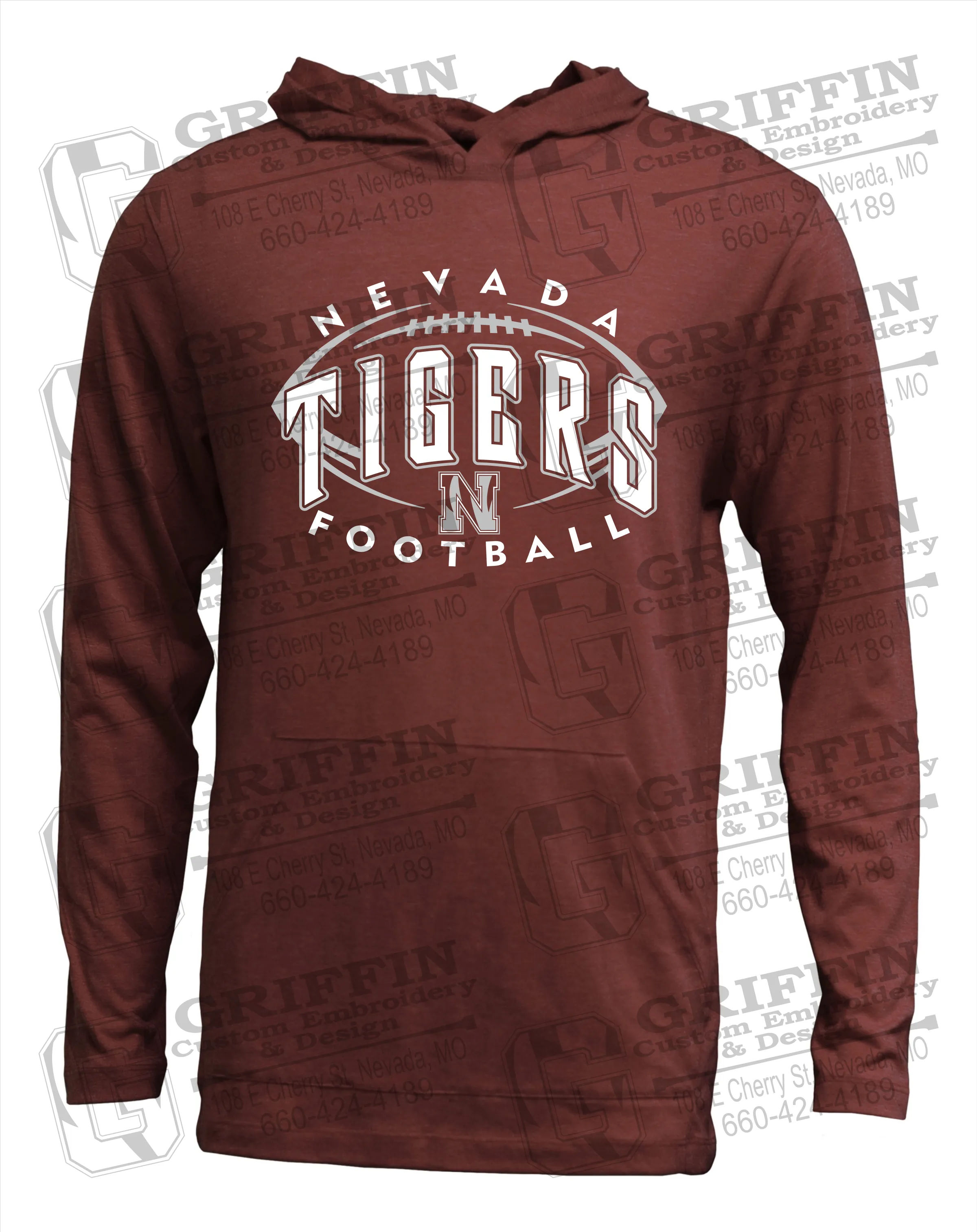 Soft-Tek T-Shirt Hoodie - Football - Nevada Tigers 24-G