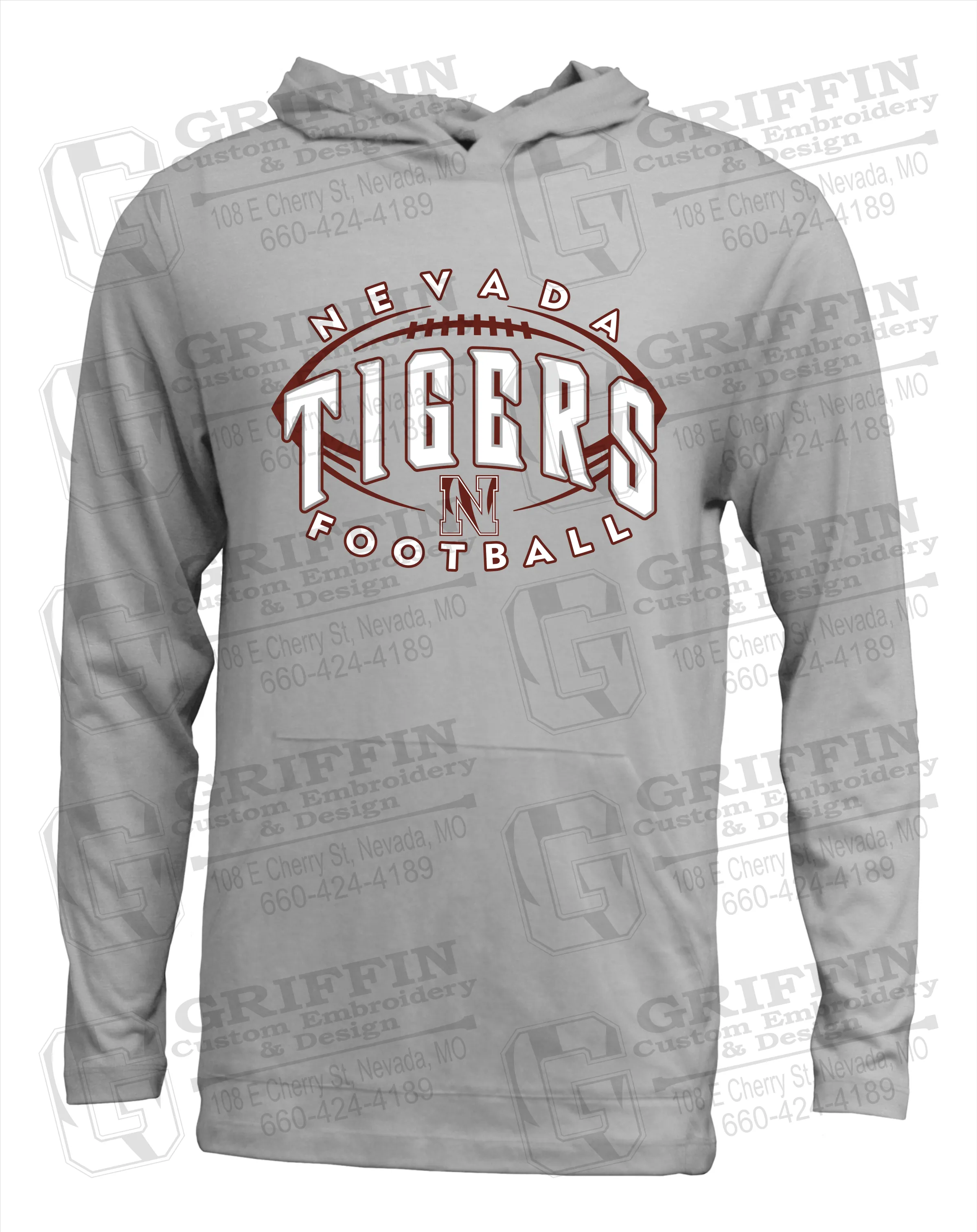 Soft-Tek T-Shirt Hoodie - Football - Nevada Tigers 24-G