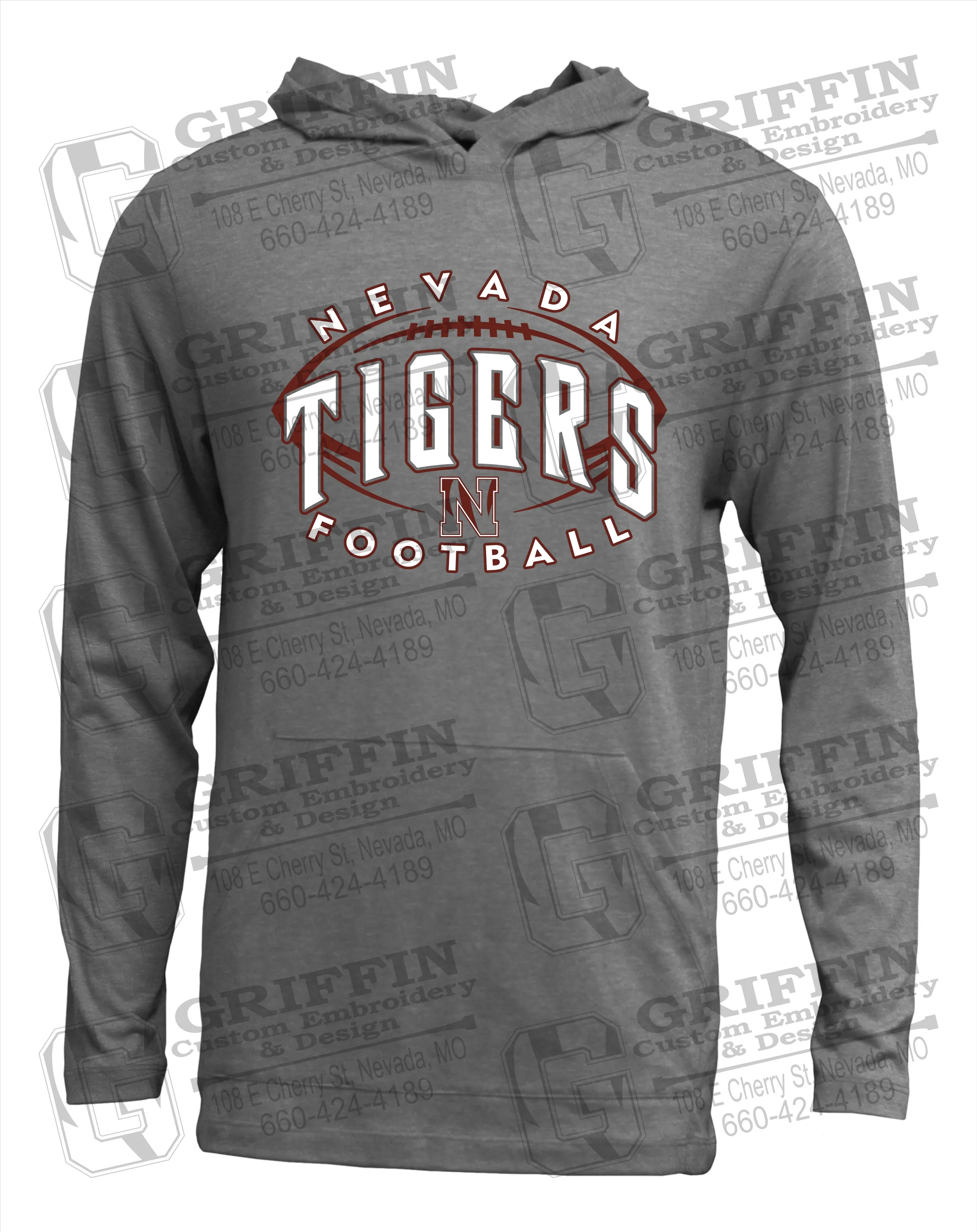 Soft-Tek T-Shirt Hoodie - Football - Nevada Tigers 24-G