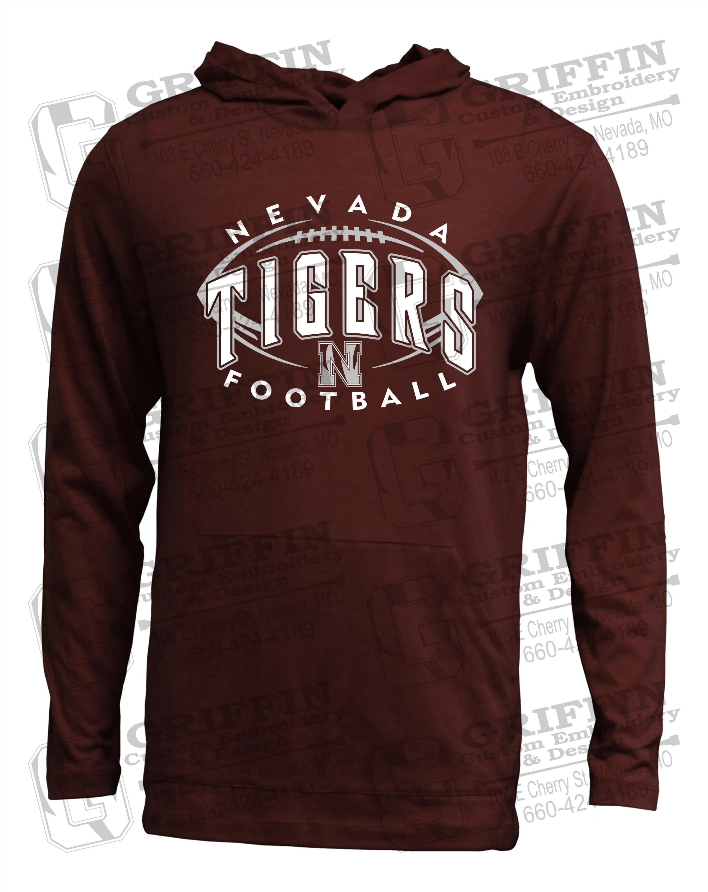 Soft-Tek T-Shirt Hoodie - Football - Nevada Tigers 24-G