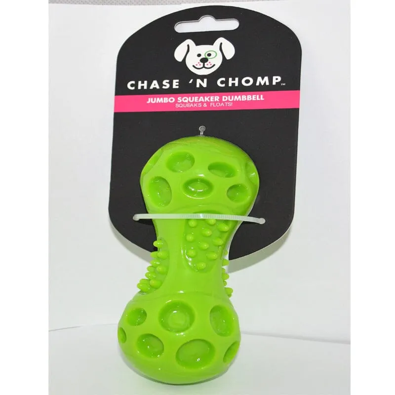 Squeaker Dumbbell Floating Dog Toy By Chase 'N Chomp