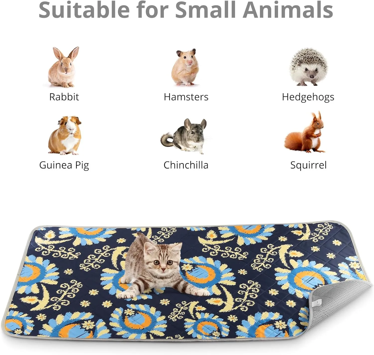 Tanice Guinea Pig Cage Liner, 2 Pack Guinea Pig Mats, Reusable Rabbit Cage Liner, Washable Guinea Pig Pee Pads for Small Animals 48" X 24"
