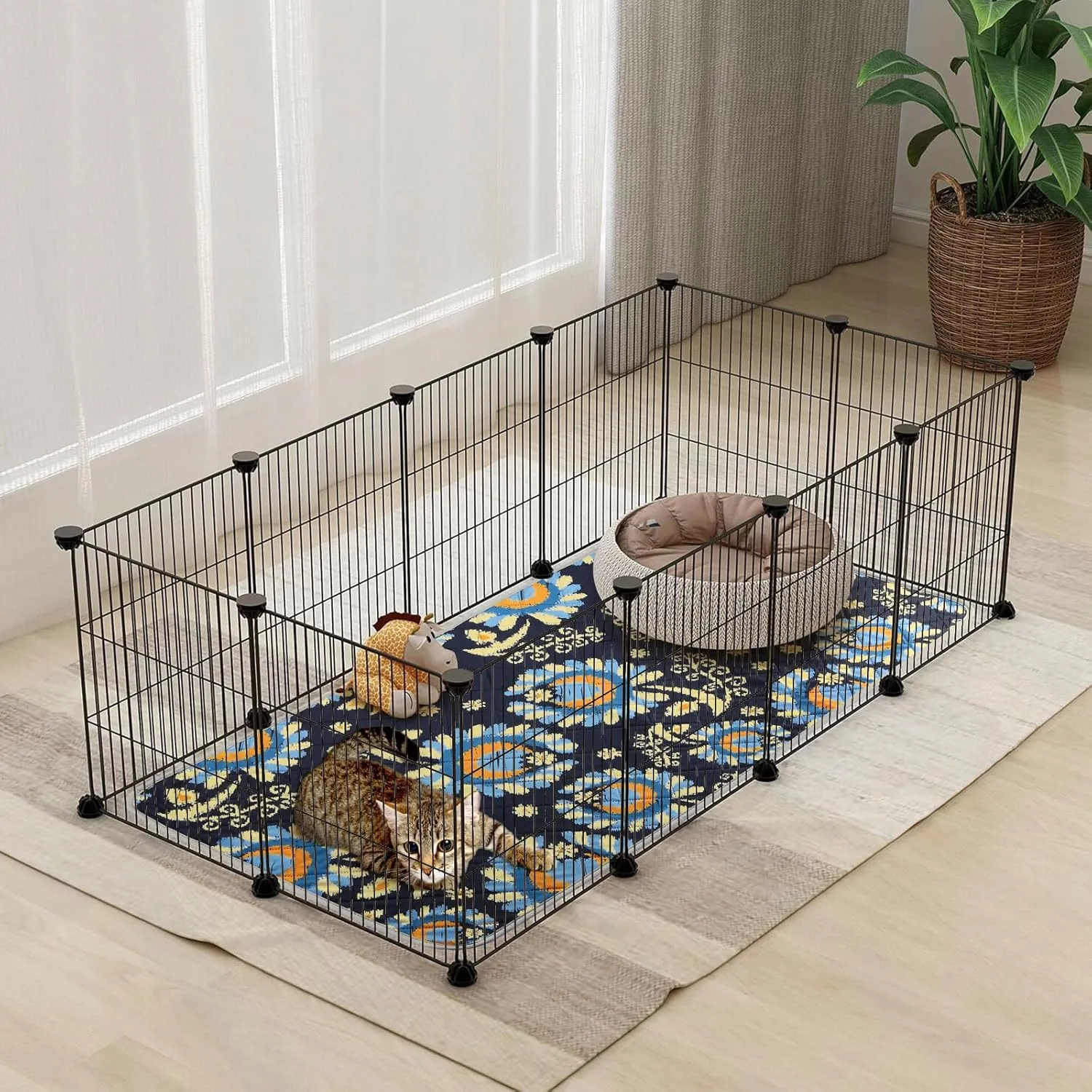 Tanice Guinea Pig Cage Liner, 4 Pack Guinea Pig Mats, Reusable Rabbit Cage Liner, Washable Guinea Pig Pee Pads for Small Animals 48" X 24"