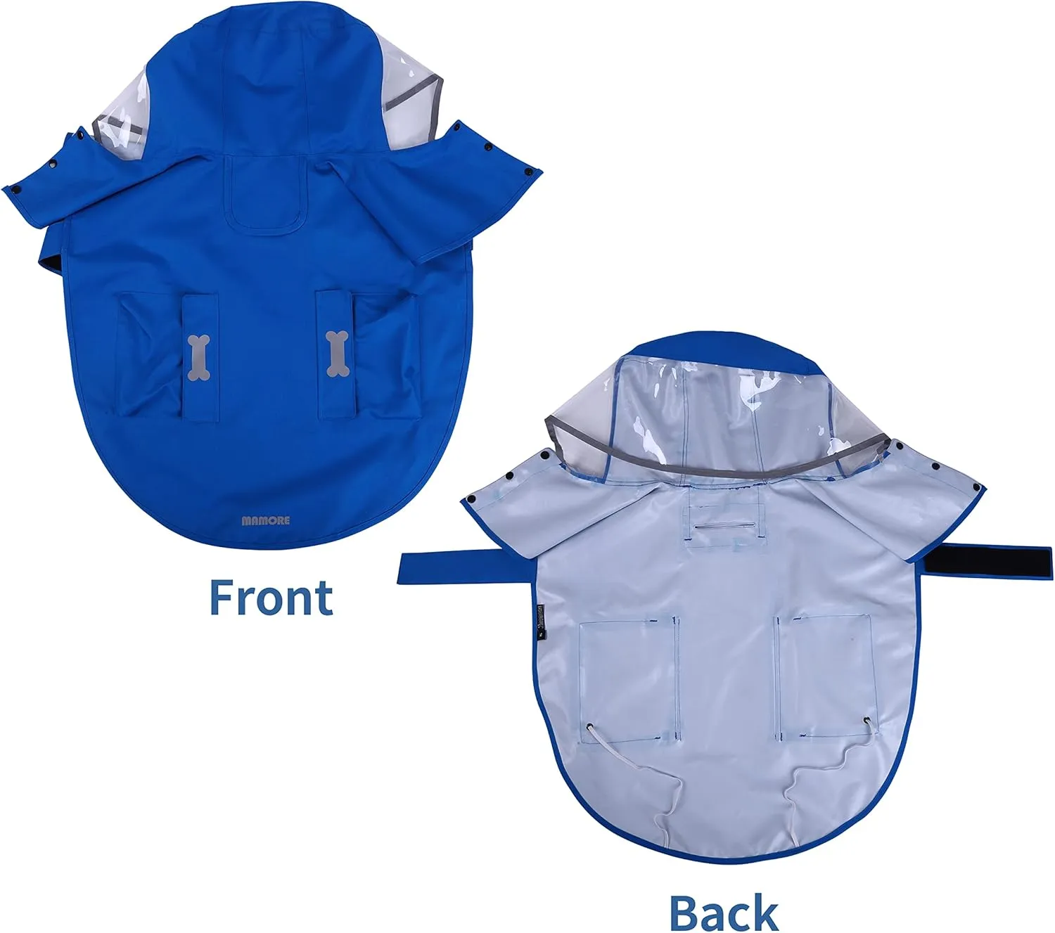 Waterproof Dog Raincoat, Adjustable Reflective Lightweight Pet Rain Clothes with Poncho Hood (Medium, Blue)